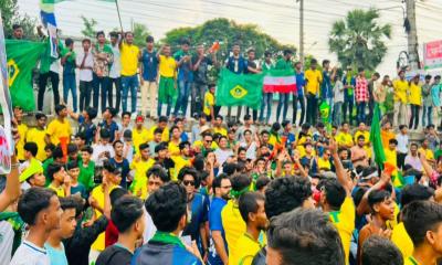 ফেনীতে ব্রাজিল সমর্থকদের শোভাযাত্রা, শহরজুড়ে উৎসবের আমেজ
