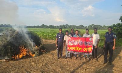 ভাঙ্গুড়ায় মোবাইল কোর্টের অভিযানে নিষিদ্ধ চায়না দুয়ারী জাল ধ্বংস