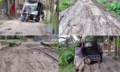 নান্দাইলে দুই কিলোমিটার কাঁচা রাস্তায় ভোগান্তিতে ৪ গ্রামের মানুষ