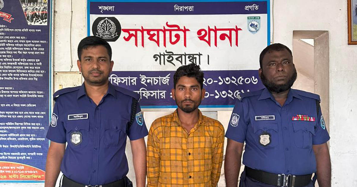 সাঘাটায় গাঁজাসহ যুবক গ্রেপ্তার