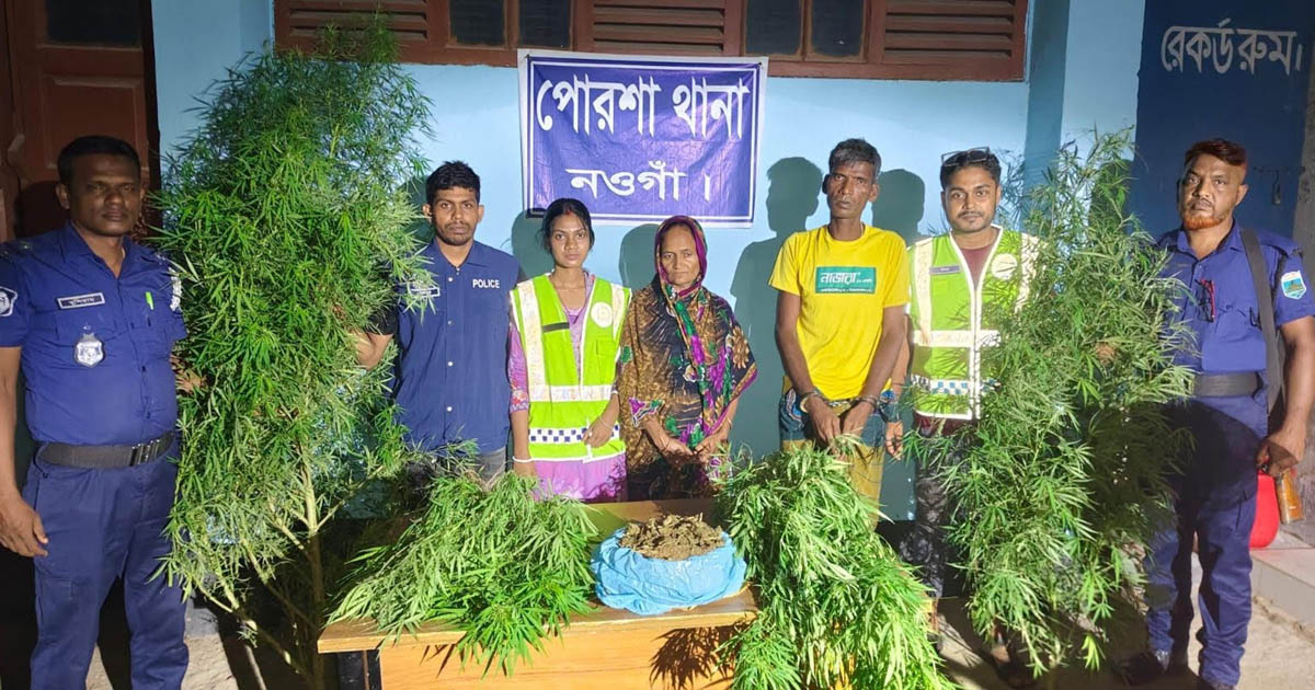পোরশায় গাঁজাসহ দুই মাদক ব্যবসায়ী আটক