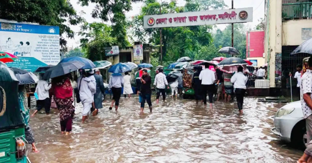 টানা বর্ষণে বিপর্যস্ত নরসিংদী, জলাবদ্ধতায় ডুবেছে ৫ শত হেক্টর ফসলি জমি