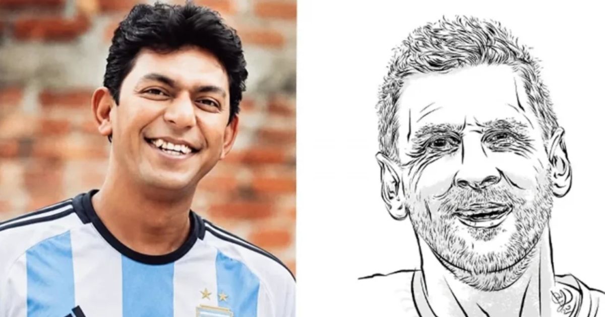 মেসির ছবি এঁকে ভক্তদের চমকে দিলেন চঞ্চল চৌধুরী