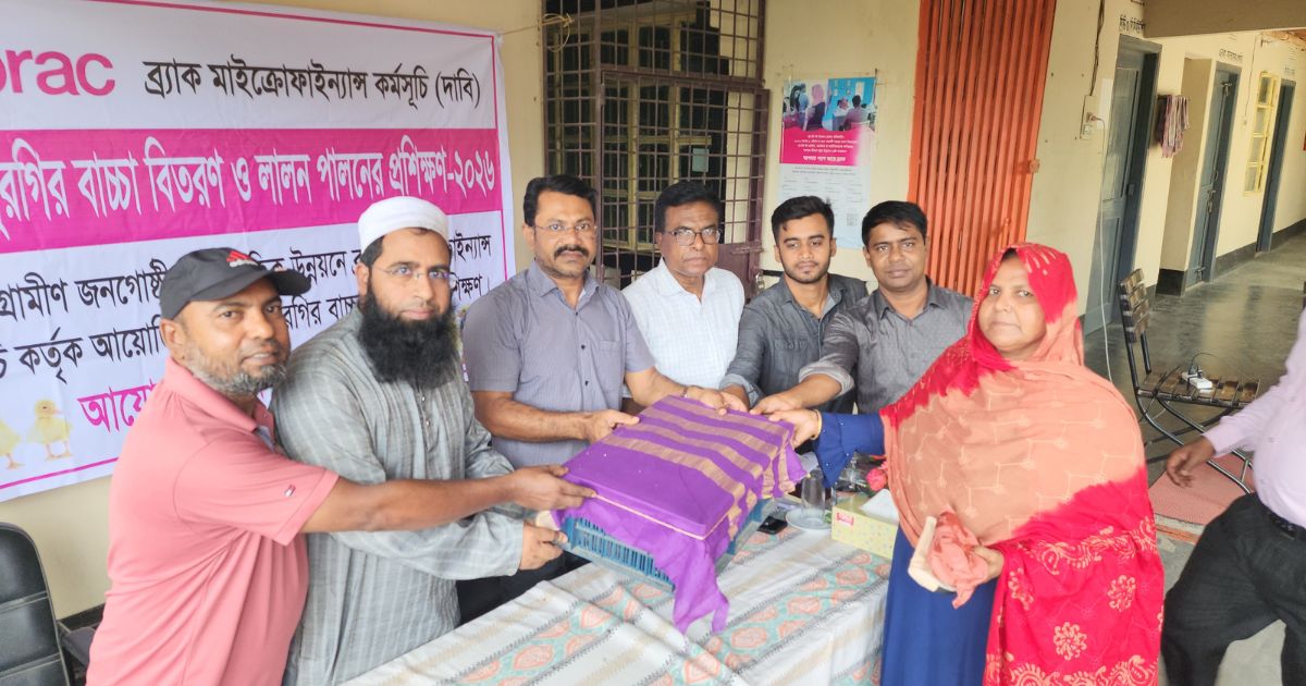 ভেড়ামারায় ব্র্যাকের উদ্যোগে হাঁস-মুরগির বাচ্চা বিতরণ